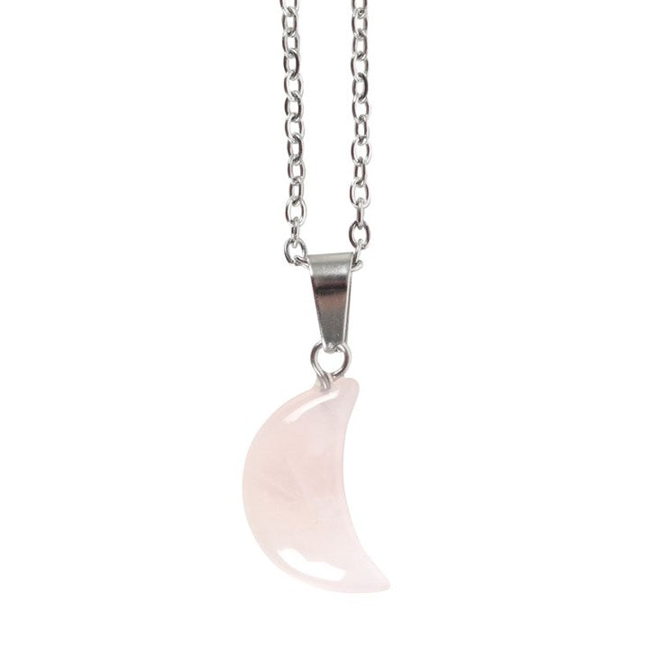 Send a little crystal magic someone's way with this greeting card featuring a rose quartz crystal moon necklace for enhancing feelings of confidence, friendship and love. Each card comes with a matching envelope and is blank inside for a personal message.