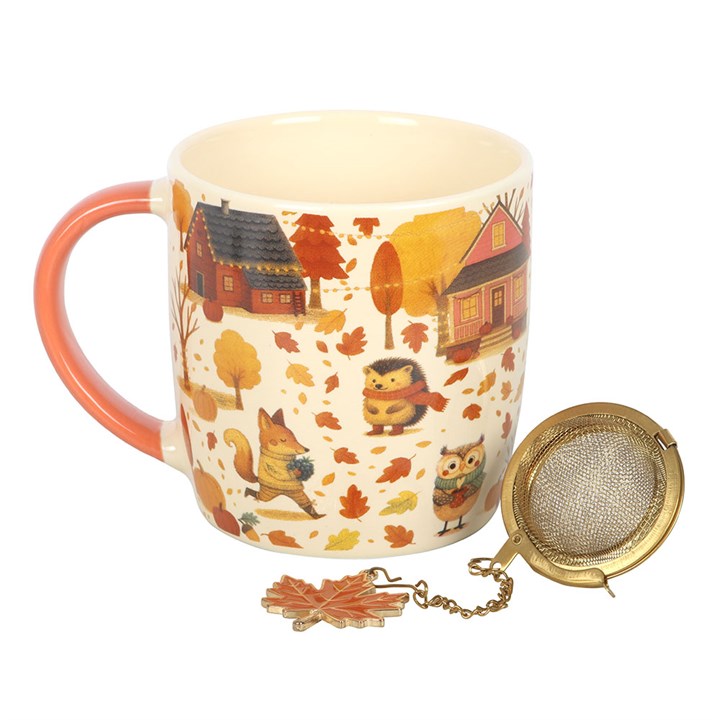 Make tea time extra special with this Creature Comforts ceramic mug and metal tea strainer set, perfect for enjoying loose leaf blends at home. A great gift for tea lovers who enjoy cosy, seasonal moments. 370ml capacity. Microwave safe. Dishwasher safe. Hand wash only for strainer.