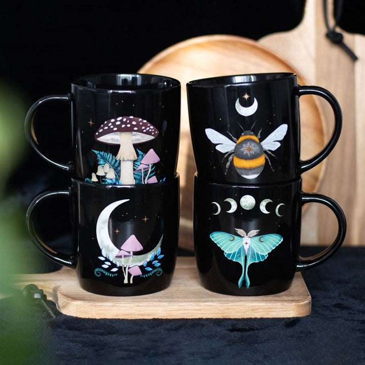 Celestial Nature Mug Set – Luna Moth, Toadstool & Bee Design Gift Set