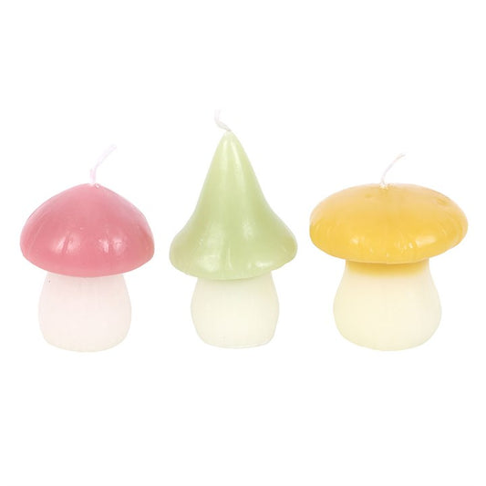 Create an enchanting atmosphere with this trio of pastel mushroom candles. These charming, fairy-tale-inspired accents bring a touch of magic to shelves, tables, or windowsills. Crafted from unscented paraffin wax, they glow softly while adding whimsical charm. Beware of wax drips and always place them on a stable, heatproof surface like glass, metal, or ceramic. Keep away from flammable items and limit burning to one hour to maintain their mystical allure.