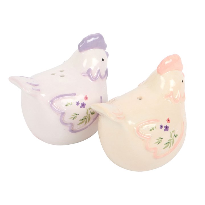 Hen Shaped Salt and Pepper Shakers – Pastel Ceramic Kitchen Set