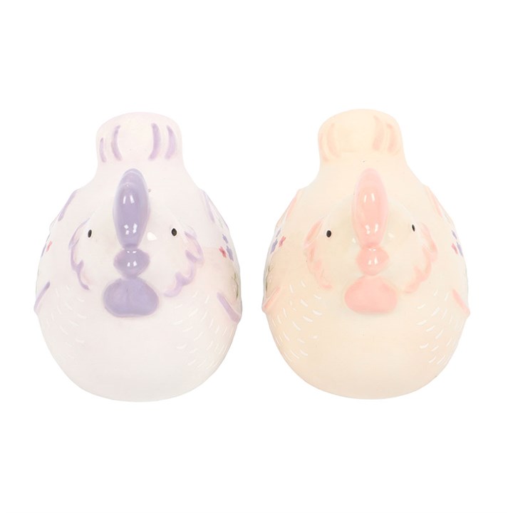 Hen Shaped Salt and Pepper Shakers – Pastel Ceramic Kitchen Set