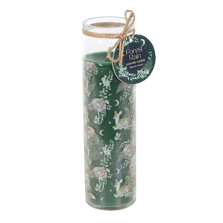 Embrace the enchanting essence of the Forest Rain Tube Candle, where the mystical whispers of the woodland come alive in your space. Encased in a tube adorned with an elegant fox and fawn design, this candle releases a soothing fragrance that transports you to a serene forest after a storm. Crafted from paraffin wax, it offers a long-lasting burn time of 50 hours, inviting calm and tranquility to your sacred space. Perfect for rituals, meditation, or simply unwinding, let this candle’s gentle glow and earth