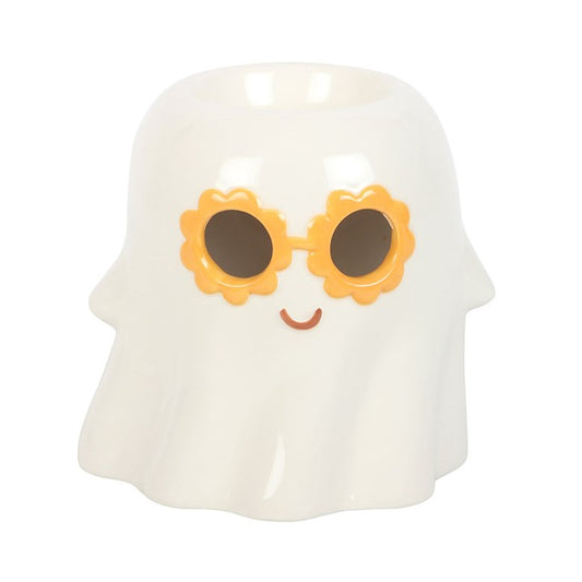 Bring balance to your sacred space with this whimsical Groovy Ghost Oil Burner. Crafted in the shape of a charming spirit and adorned with retro 60s-style sunglasses, this playful piece blends spiritual calm with spooky charm.

Ideal for autumn rituals, Samhain celebrations, or simply cozying up your altar with seasonal scents, this ghostly companion is designed to gently diffuse your favorite essential oils or wax melts. Whether you're calling in protection, invoking peace, or just enjoying the magick of t