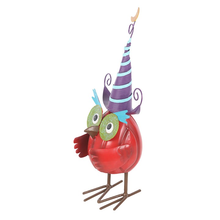Red Metal Owl Ornament with Witch Hat – The Witches Garden