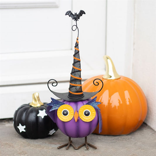 Purple Metal Owl Ornament with Witch Hat – The Witches Garden