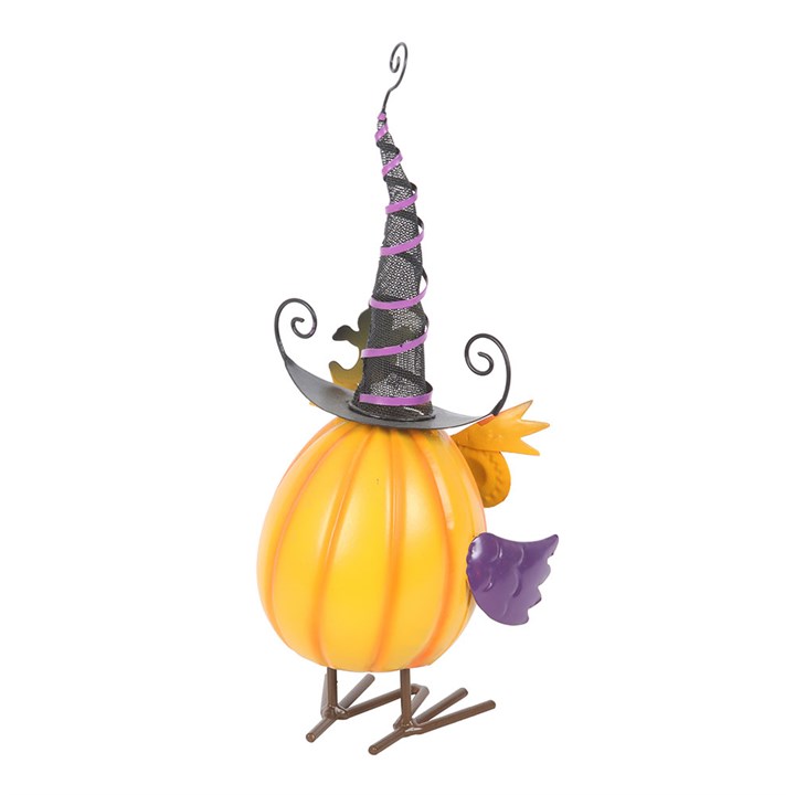 Orange Metal Owl Ornament with Witch Hat and Ghost – The Witches Garde