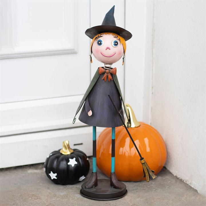 Metal Witch Ornament with Broom – The Witches Garden
