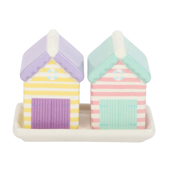 Pastel Beach Hut Salt and Pepper Shakers – Coastal Kitchen Set