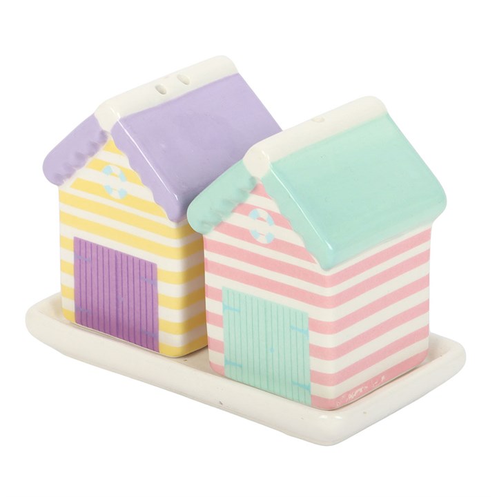 Pastel Beach Hut Salt and Pepper Shakers – Coastal Kitchen Set