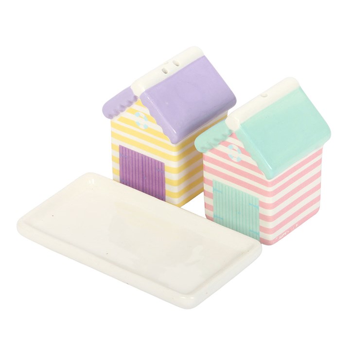 Pastel Beach Hut Salt and Pepper Shakers – Coastal Kitchen Set