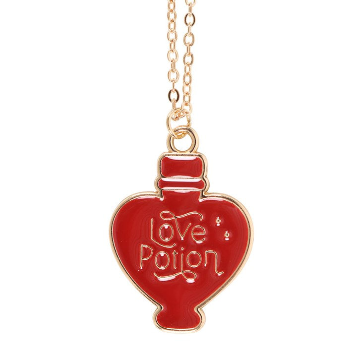 While some wear their hearts on their sleeves, you can wear yours around your neck. This necklace features an enamel love potion charm that is sure to catch someone's eye.