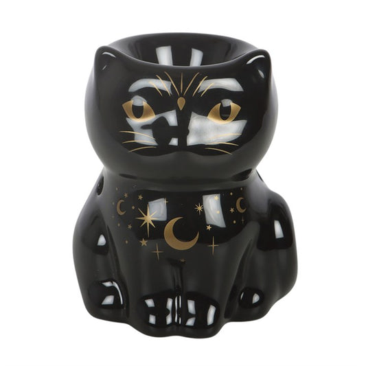 Designed in the form of a sleek black cat, this ceramic oil burner adds both fragrance and character to the home, making it ideal for winding down at the end of a magickal day or setting the tone for intentional rituals. A great gothic decor piece with a practical edge. Simply place a single standard tealight in the space at the back and add a few drops of your favourite fragranced oil. Recommended for use with fragrance oil diluted with water.