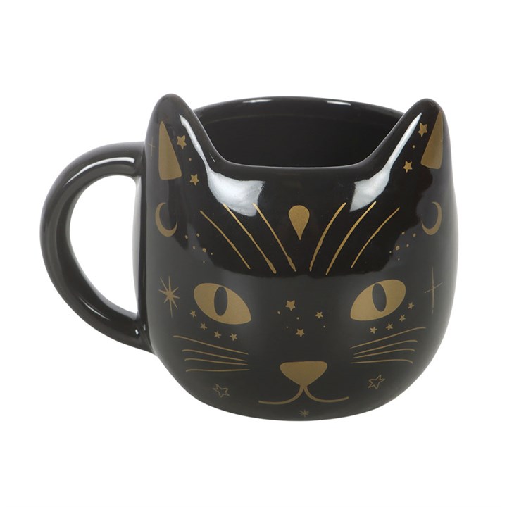 Start the day with a touch of black cat magick using this fun feline mug that will stand out in any kitchen or workspace. A great choice for tea, coffee, or hot chocolate, it makes a fun yet practical gift for those who love gothic style and black cat symbolism. 390ml capacity. Do not microwave. Hand wash only.
