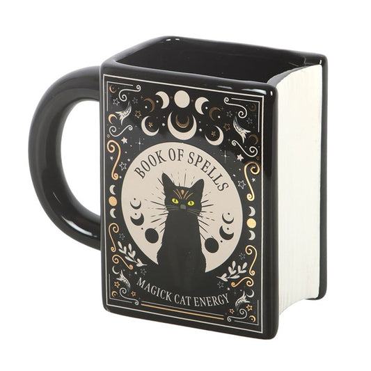 Tapping into the ever-popular bookish trend, this book-shaped mug is styled like a bewitching spell book, making it a standout piece for late-night reading sessions and hot drinks alike. Featuring a mystical black cat cover design, it’s a must-have for book lovers and witchy, literary-inspired decor. 450ml capacity. Do not microwave. Hand wash only.