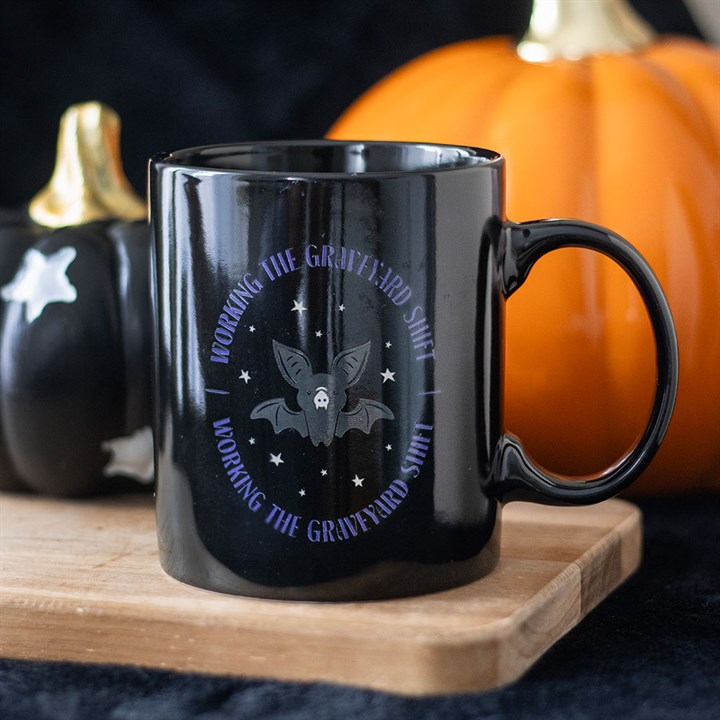 Graveyard Shift Bat Mug – Spooky Gothic Night Owl Drinkware