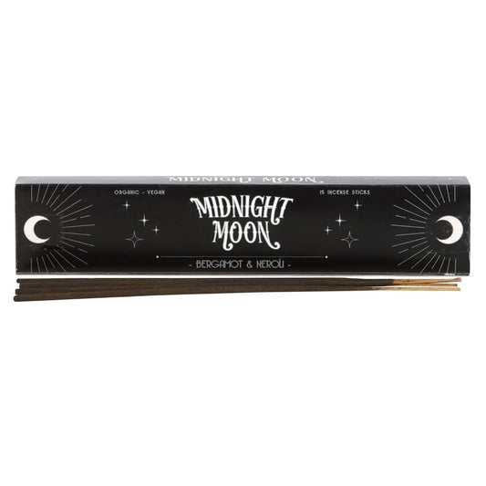 Discover Midnight Moon incense with a deep Frankincense aroma. Hand-rolled, organic, and vegan. Perfect for rituals, meditation, and spiritual clarity.