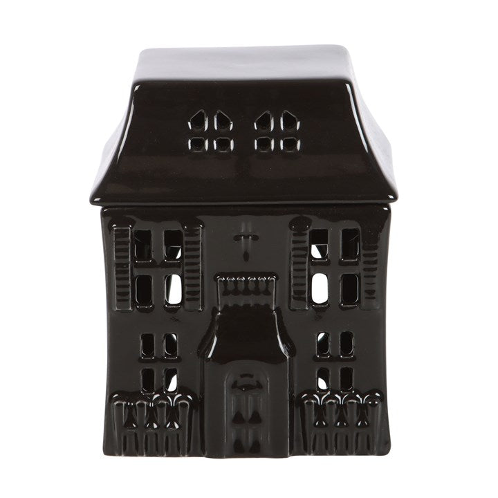 Haunted House oil burner in gothic style. Use with fragrance oils for a spooky, atmospheric home, altar, or Halloween-inspired décor.