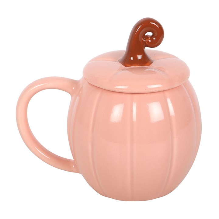 Sip your favourite autumn drinks in this pink pumpkin mug, complete with a curly-stemmed lid for an extra cute touch. Perfect for pumpkin spice lattes, hot chocolate, or tea, it makes a lovely gift for autumn lovers and quirky mug collections. Do not microwave. Hand wash only.