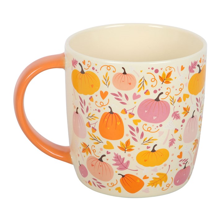 Brighten up tea breaks with this cheerful ceramic mug featuring a playful pink and orange pumpkin print, perfect for adding a seasonal touch to everyday drinks. A lovely gift for autumn enthusiasts or anyone who enjoys fun and colourful kitchenware. Microwave and dishwasher safe.