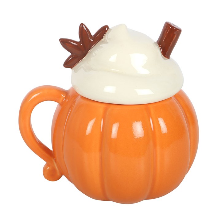 Serve up seasonal drinks with this charming pumpkin-shaped mug complete with a cream-style lid, perfect for keeping beverages warm on crisp autumn days. A delightful gift for fans of seasonal drinks and festive kitchenware, ideal for enjoying hot chocolate, tea or coffee throughout the season. Do not microwave. Hand wash only.