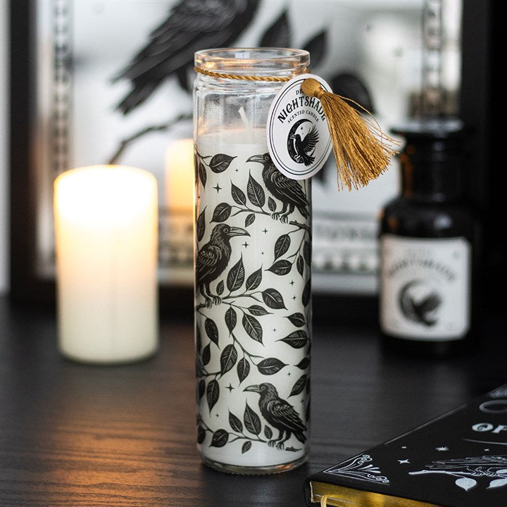 Mystic Raven Deadly Nightshade Tube Candle – Gothic Ritual Decor