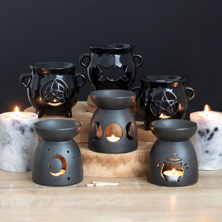 Black Cauldron Cut Out Oil Burner – Gothic Aromatherapy Decor