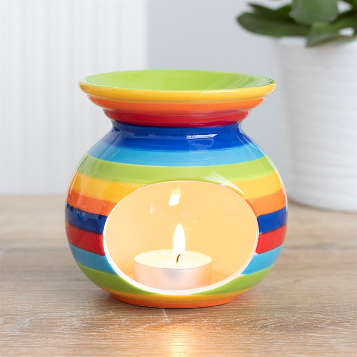 Rainbow Stripe Oil Burner – Colourful Aromatherapy Home Decor