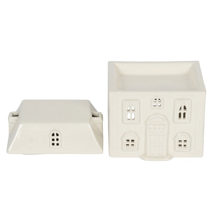 White Ceramic House Oil Burner – Cozy Aromatherapy Home Decor
