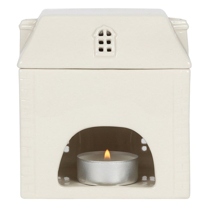White Ceramic House Oil Burner – Cozy Aromatherapy Home Decor