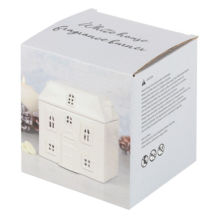 White Ceramic House Oil Burner – Cozy Aromatherapy Home Decor