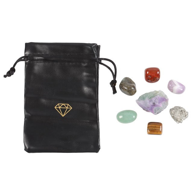 Manifestation Crystal Gift Set – 7 Natural Crystals with Bag