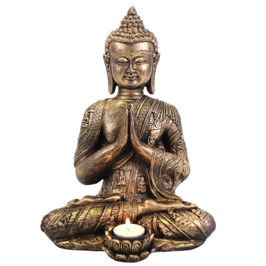 Gold Thai Buddha Tealight Holder – Meditating Buddha Statue