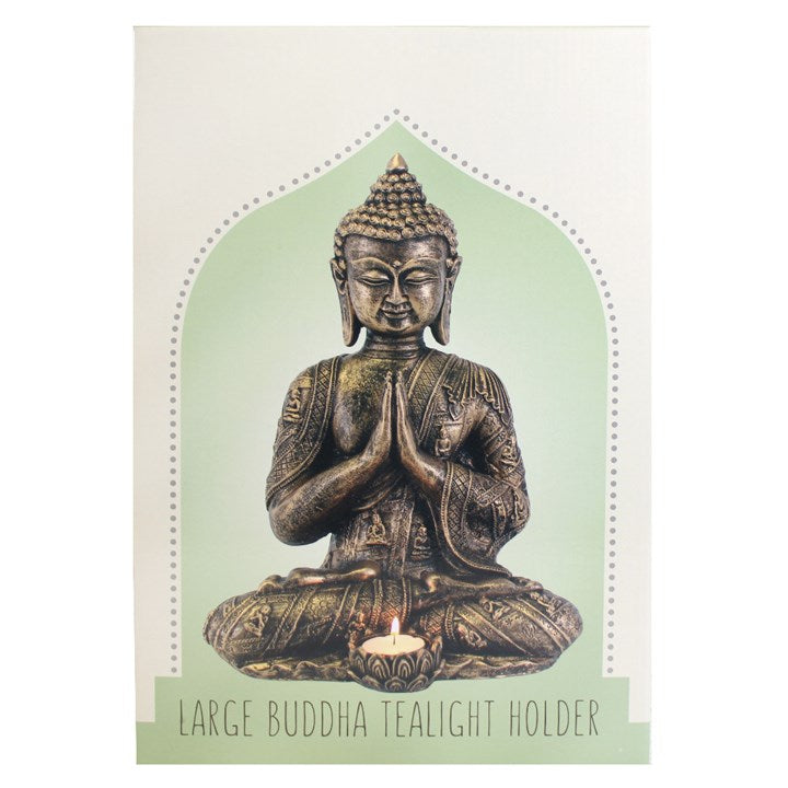 Gold Effect Thai Buddha Tealight Holder – Meditating Buddha Statue