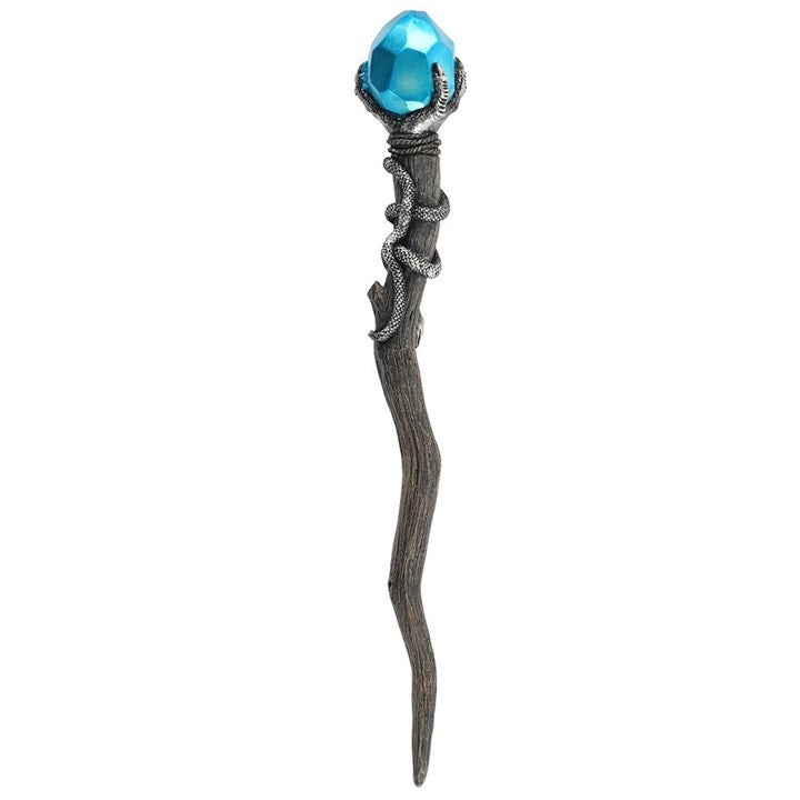 Silver Claw Wand with Blue Gem – Witchcraft Ritual Magic Wand