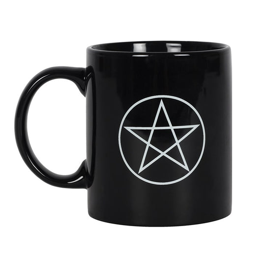 “As above, so below — the five points in perfect balance.”
This striking black ceramic mug bears the sacred Wiccan Pentagram, a timeless symbol of the five elements: Earth, Air, Fire, Water, and Spirit. Its bold white design stands out against the deep black glaze, making it not only a vessel for your daily brews but also a reminder of your connection to the cycles of life. With a 350ml capacity, it is both dishwasher and microwave safe, ready to serve in daily rituals and quiet moments alike.

In folklore 