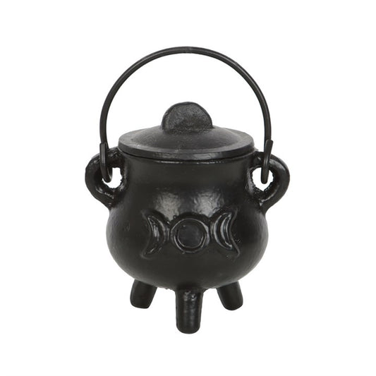 “Every witch’s altar is strengthened by a cauldron, the vessel of transformation, magic, and sacred intention.”

This 7.5cm Cast Iron Cauldron with Triple Moon is a small but powerful tool for ritual, spellwork, and mystical practice. Crafted in smooth cast iron, it features the Triple Moon symbol – representing the waxing, full, and waning moon – a sacred emblem of the Maiden, Mother, and Crone.