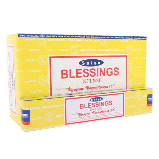 This set includes 12 individual packs of Blessings incense sticks, crafted by skilled artisans in India with premium, natural ingredients. Each pack holds 10 to 12 vegan-friendly sticks, perfect for invoking sacred energies and enhancing your mystical rituals.