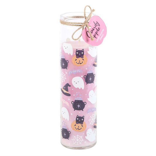 “Sweet as candy, spooky as Samhain.”
Bring a playful touch of magic into your home with the Pastel Halloween Candy Apple Tube Candle. With a delicious candy apple fragrance and a whimsical design featuring a black cat and friendly ghost, this vegan-friendly candle is perfect for enchanting Halloween nights. Its approximate 70-hour burn time ensures lasting seasonal magic, though for safety it should be burned in 4-hour sessions.

In folklore, apples are symbols of love, knowledge, and divination, often used