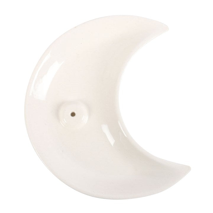 White Crescent Moon Incense Stick Holder – Modern Ceramic Decor