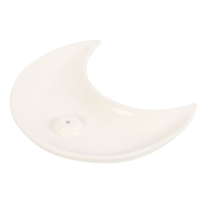 White Crescent Moon Incense Stick Holder – Modern Ceramic Decor