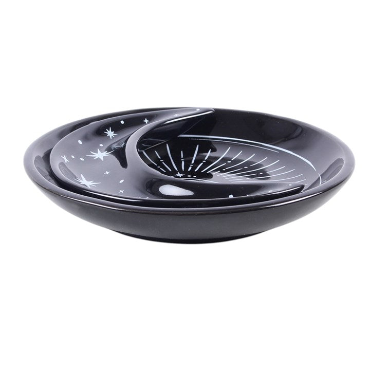 Keep rings, crystals and tiny treasures safely stored in this celestial stacking trinket dish, featuring a crescent moon and all-seeing eye design. A thoughtful pick for dressing tables, bedside shelves and magical little storage moments.