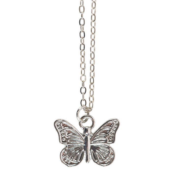 This sweet, silver-toned butterfly necklace comes nestled on a matching greeting card, making it the perfect gift to show love, support and positivity.