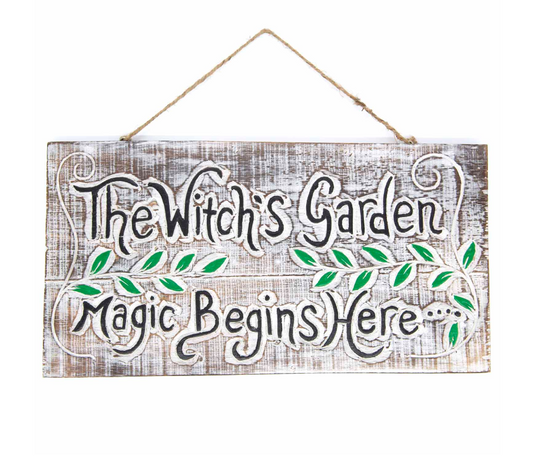 Invite enchantment into your space with our rustic wooden plaque – “The Witch’s Garden. Magic Begins Here.” Handcrafted magic for home & garden.
