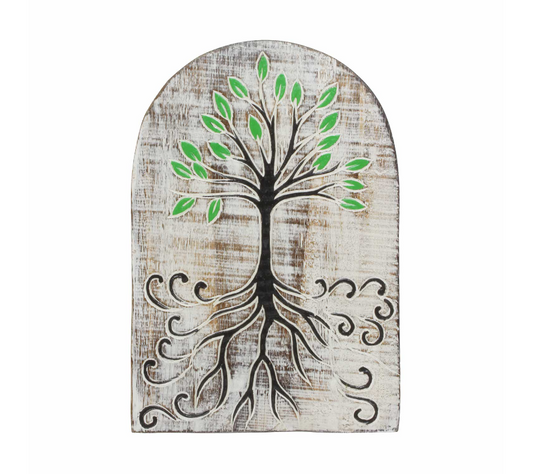 Woven through time and tale, the Tree of Life stands tall—its roots deep in the earth, its branches touching the stars. 🌳✨

Hand-carved by the skilled hands of Balinese artisans, this chunky wooden plaque is no ordinary decor—it is a sacred relic of ancient wisdom. Etched and painted with care, each piece tells a story whispered through generations.

In Norse lore, she is Yggdrasil, the great tree connecting all realms. In Christian myth, she is the heart of Eden. To witches, druids, and seekers of old, th