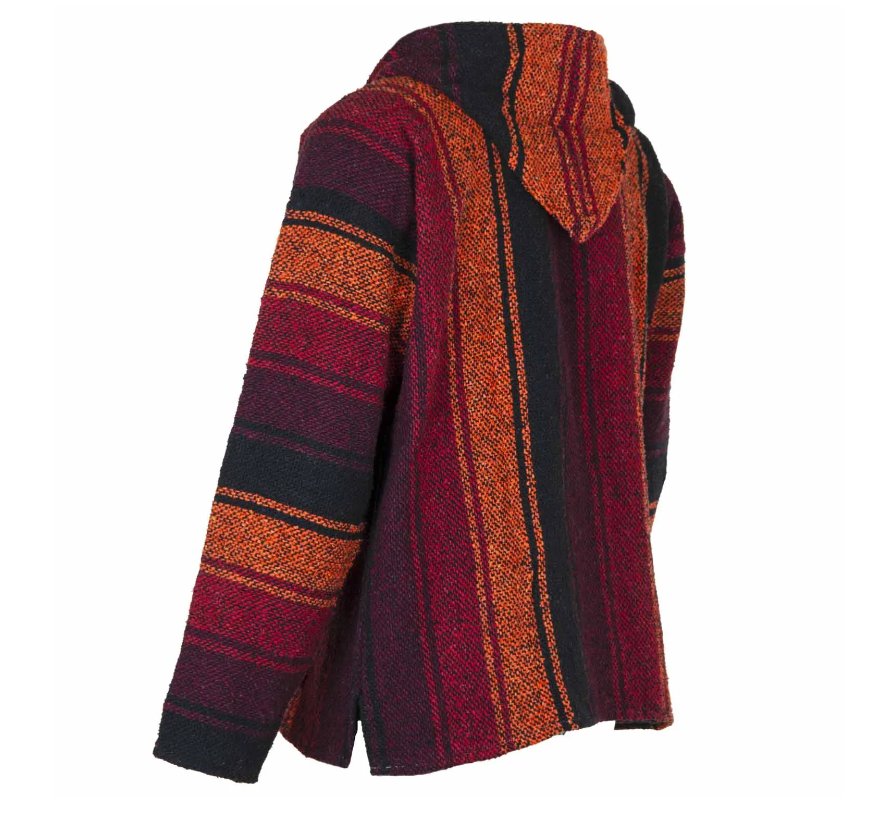 Eco-friendly Baja hoodie made in Mexico from 100% recycled textiles. Unisex, ethical, and perfect for boho, festival, or everyday comfort.