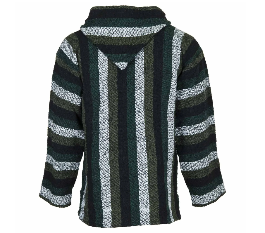 Channel laid-back Californian vibes with our Eco-Friendly Mexican Baja Hoodie. Originally popularised by surfers returning from the Baja coast, this iconic hoodie has become a beloved staple of hippy and boho culture.

Crafted in Mexico using 100% recycled fibres from reclaimed textiles, each hoodie is a unique piece of sustainable fashion. The fabric is durable, warm, and breathable, making it perfect for festivals, beach days, forest walks, or just cozying up at home.

Our Bajas are unisex, inclusive, and