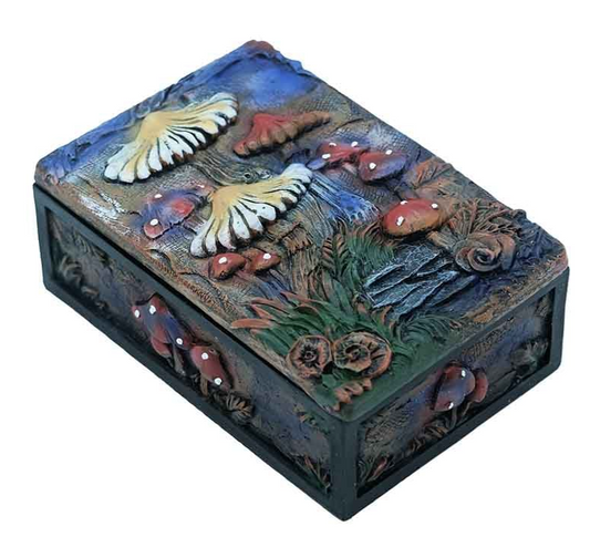 Hand-Painted Magic Mushroom Box - Tarot, Trinket & Jewelry Storage