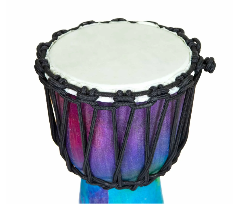 Rainbow Wooden Djembe Drum – 30cm Handcrafted from Bali