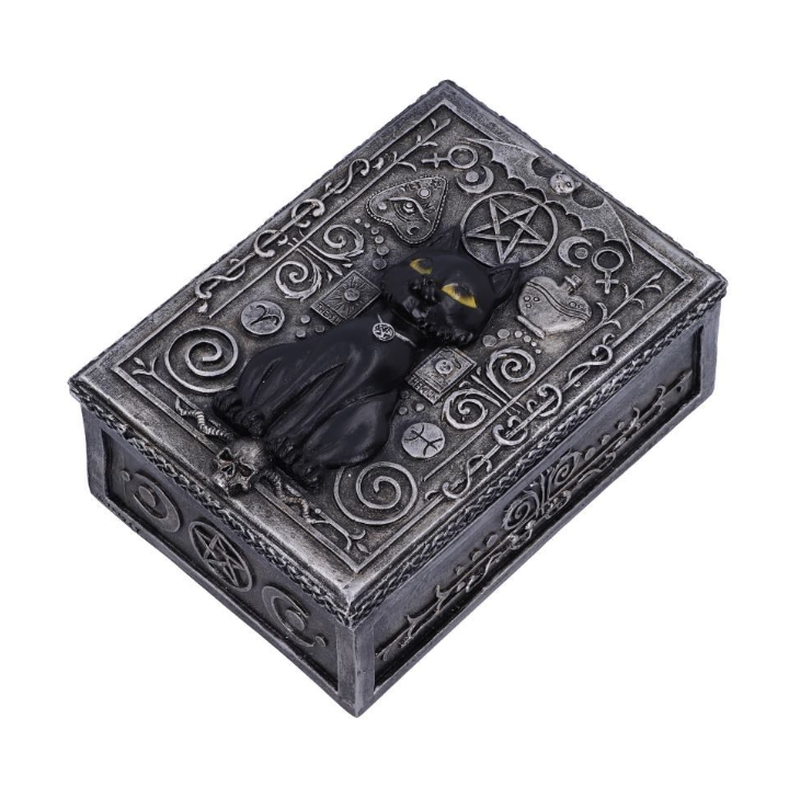 Familiar Spell Black Cat Sigil Trinket Box – Witch’s Guardian 13.7cm